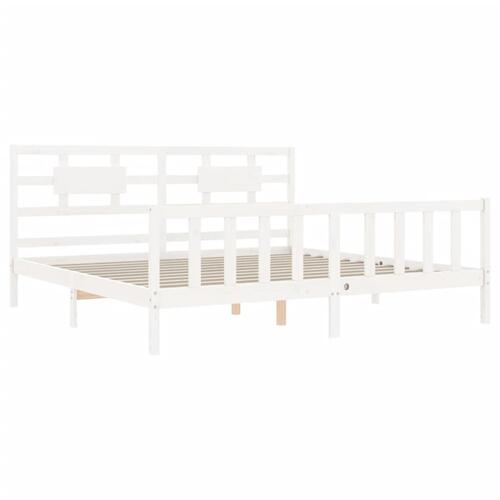 Sengeramme uden madras 200x200 cm massivt fyrretræ hvid