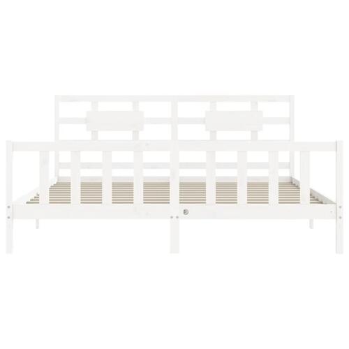 Sengeramme uden madras 200x200 cm massivt fyrretræ hvid