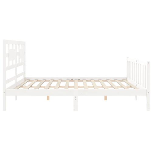 Sengeramme uden madras 200x200 cm massivt fyrretræ hvid