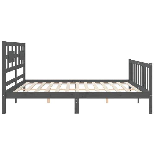 Sengeramme med sengegavl 200x200 cm massivt træ grå