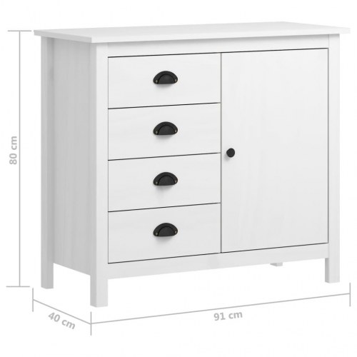 Skænk Hill 91x40x80 cm massivt fyrretræ hvid