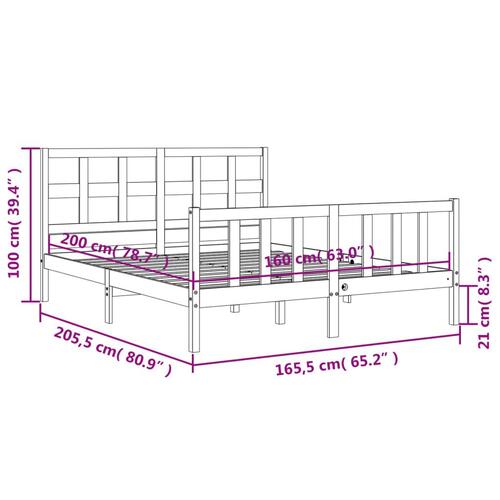 Sengeramme uden madras 160x200 cm massivt fyrretræ