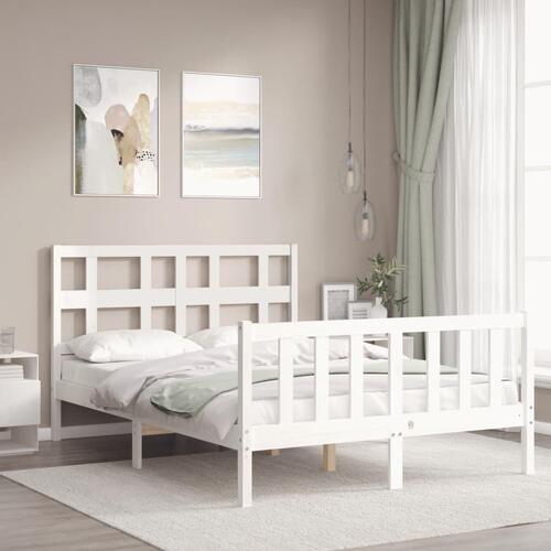 Sengeramme uden madras 140x200 cm massivt fyrretræ hvid