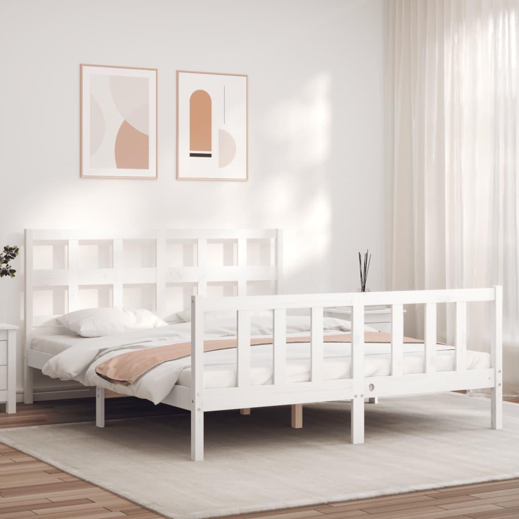 Sengeramme uden madras 160x200 cm massivt fyrretræ hvid