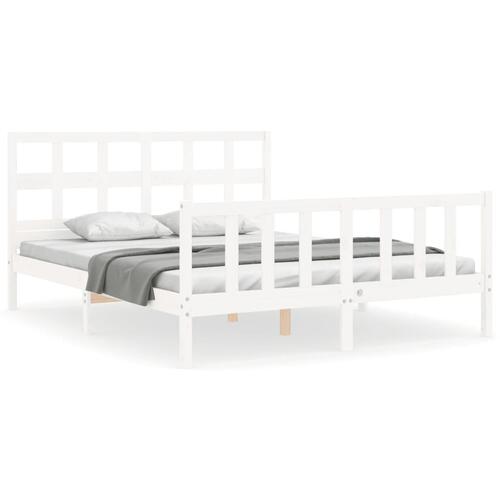 Sengeramme uden madras 160x200 cm massivt fyrretræ hvid