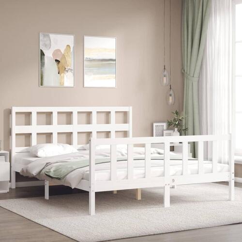 Sengeramme uden madras 160x200 cm massivt fyrretræ hvid