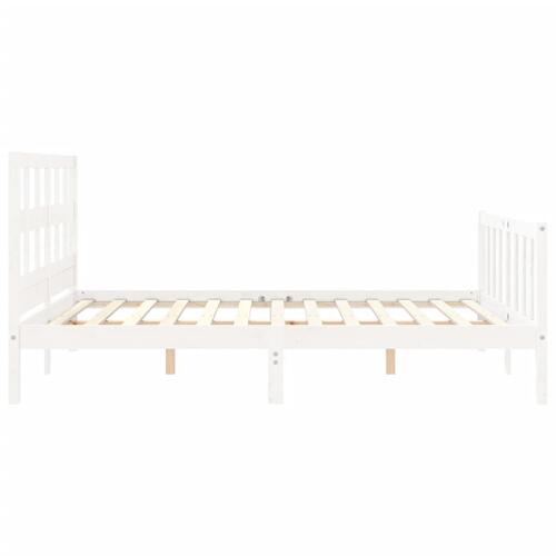 Sengeramme uden madras 160x200 cm massivt fyrretræ hvid
