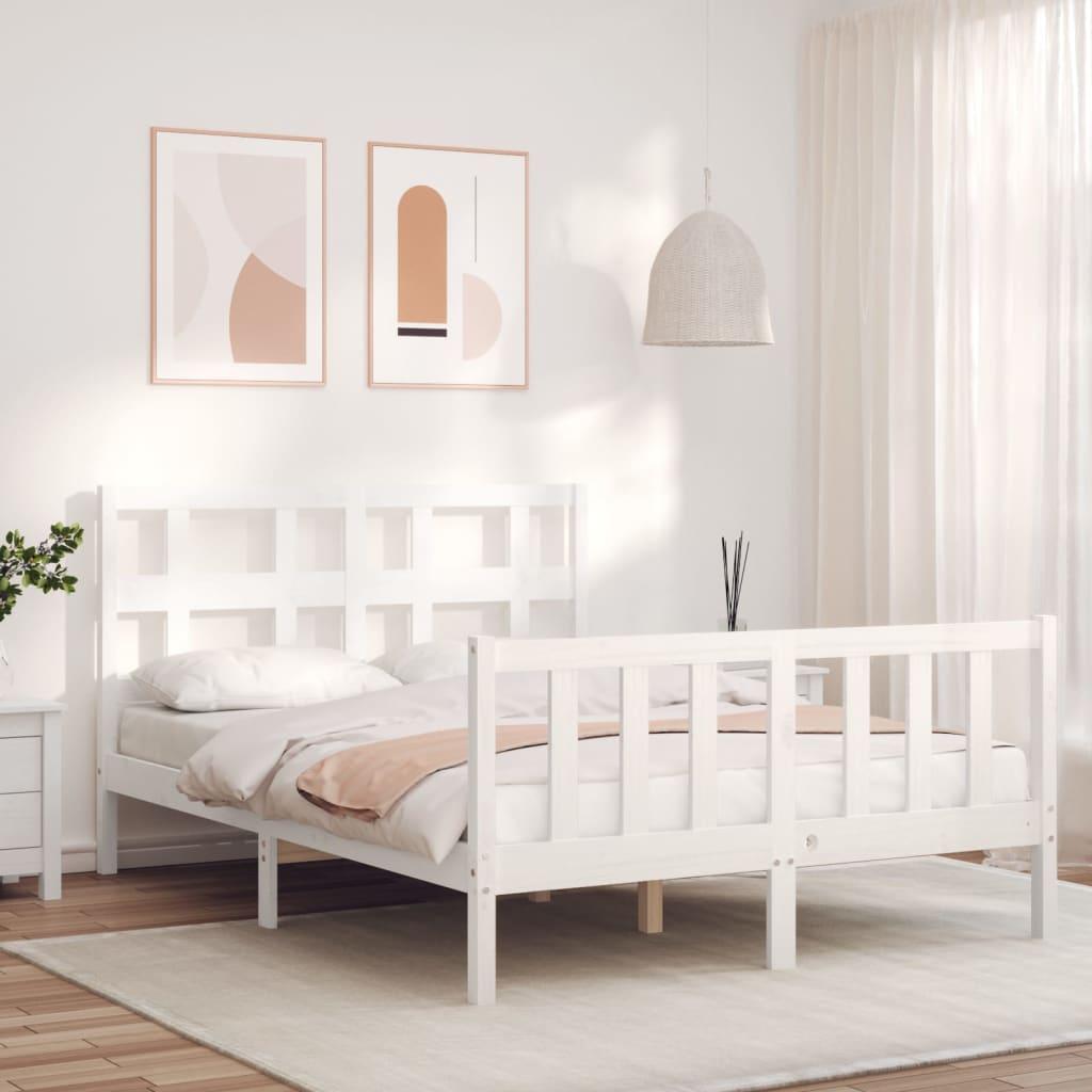 Sengeramme uden madras 120x200 cm massivt fyrretræ hvid