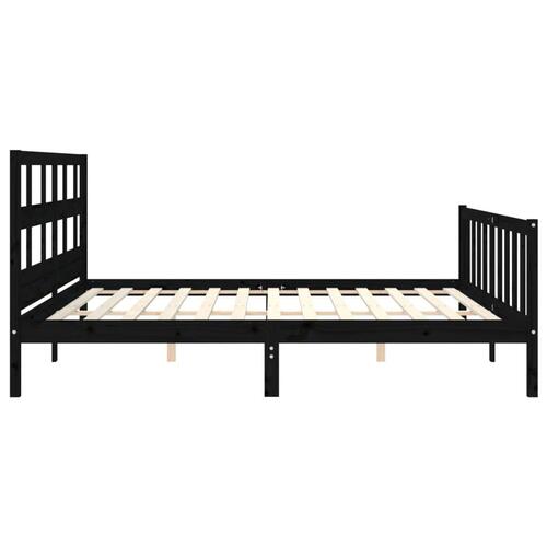 Sengeramme med sengegavl 200x200 cm massivt træ sort
