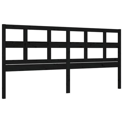 Sengeramme med sengegavl 200x200 cm massivt træ sort