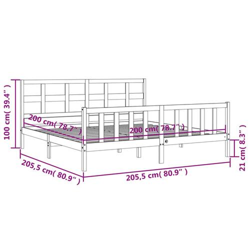 Sengeramme med sengegavl 200x200 cm massivt træ sort