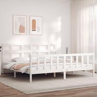 Sengeramme uden madras 200x200 cm massivt fyrretræ hvid