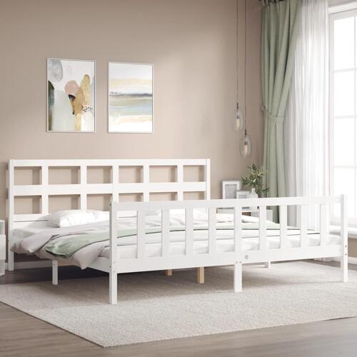 Sengeramme uden madras 200x200 cm massivt fyrretræ hvid