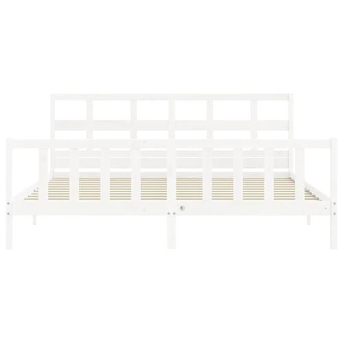 Sengeramme uden madras 200x200 cm massivt fyrretræ hvid