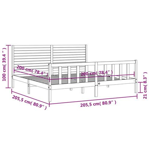 Sengeramme uden madras 200x200 cm massivt fyrretræ