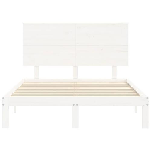 Sengeramme med sengegavl Small Double massivt træ hvid