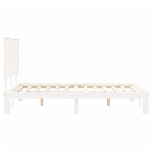 Sengeramme med sengegavl Small Double massivt træ hvid