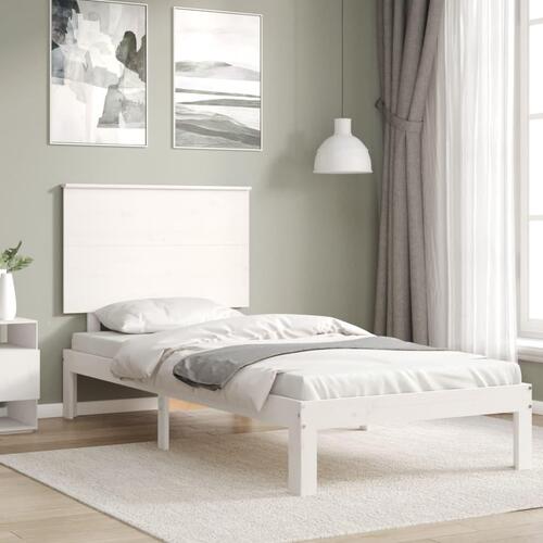 Sengeramme uden madras 90x200 cm massivt fyrretræ hvid