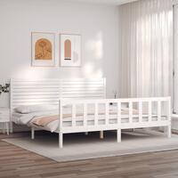 Sengeramme uden madras 200x200 cm massivt fyrretræ hvid