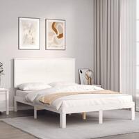 Sengeramme uden madras 140x190 cm massivt fyrretræ hvid