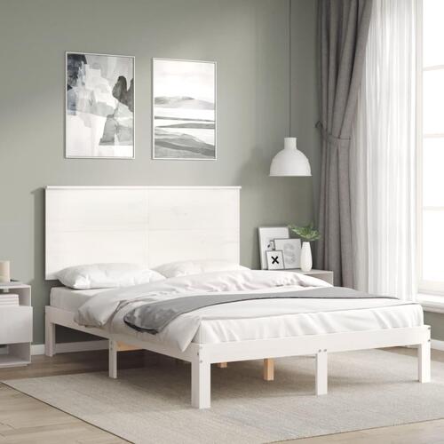 Sengeramme uden madras 140x190 cm massivt fyrretræ hvid