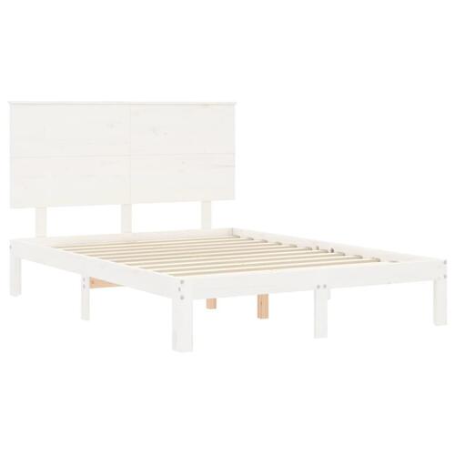 Sengeramme uden madras 140x190 cm massivt fyrretræ hvid