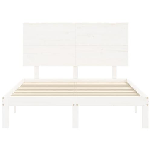 Sengeramme uden madras 140x190 cm massivt fyrretræ hvid