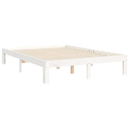 Sengeramme uden madras 140x190 cm massivt fyrretræ hvid
