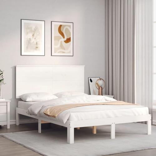 Sengeramme uden madras 120x200 cm massivt fyrretræ hvid