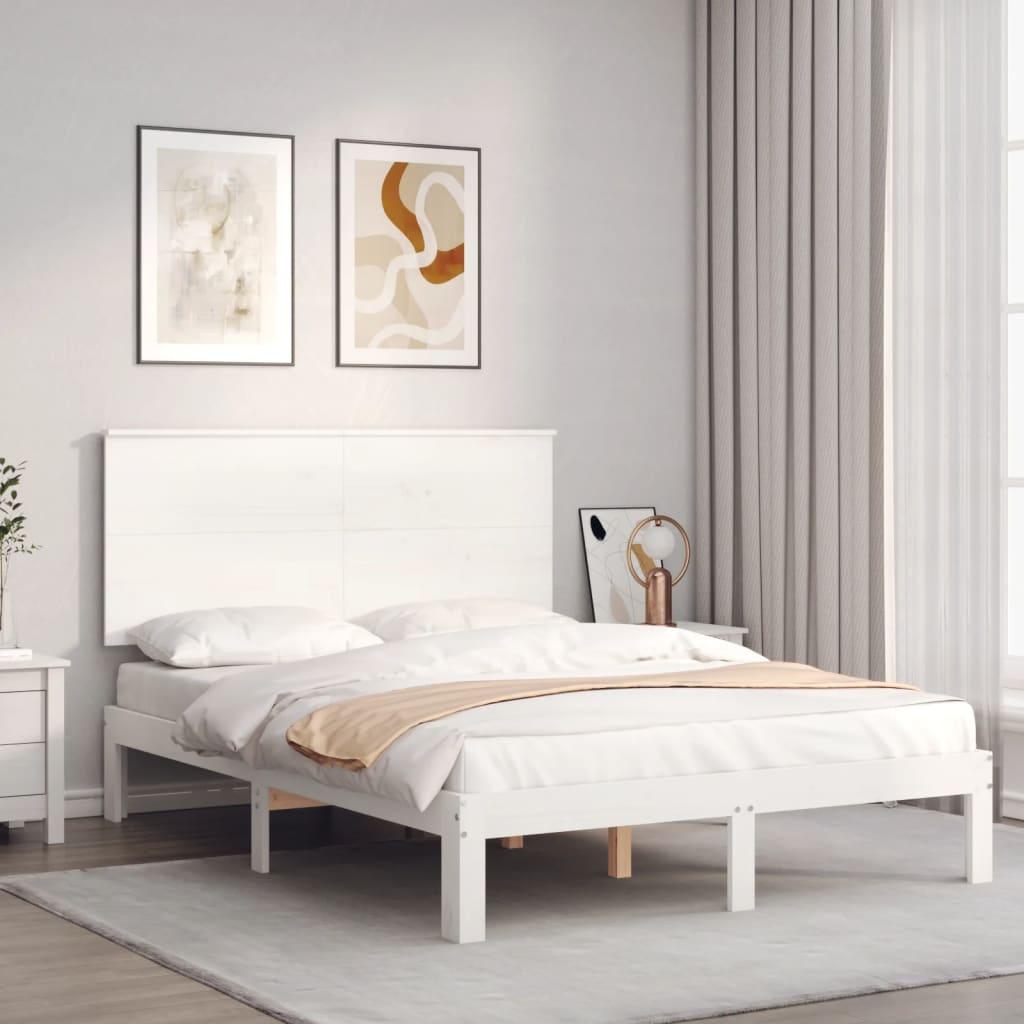 Sengeramme uden madras 120x200 cm massivt fyrretræ hvid