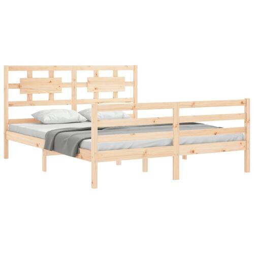 Sengeramme med sengegavl kingsize massivt træ