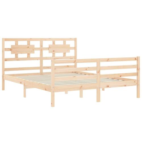 Sengeramme med sengegavl kingsize massivt træ