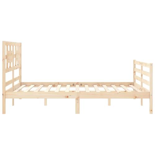 Sengeramme med sengegavl kingsize massivt træ