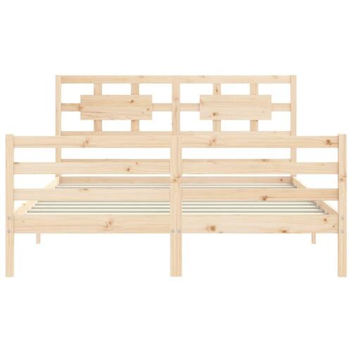 Sengeramme med sengegavl kingsize massivt træ