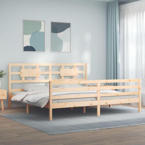 Sengeramme med sengegavl Super King Size massivt træ