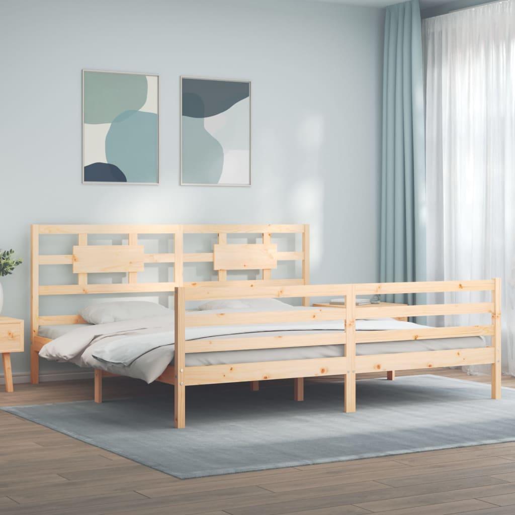 Sengeramme med sengegavl Super King Size massivt træ