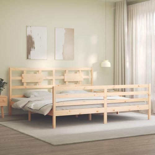 Sengeramme med sengegavl Super King Size massivt træ