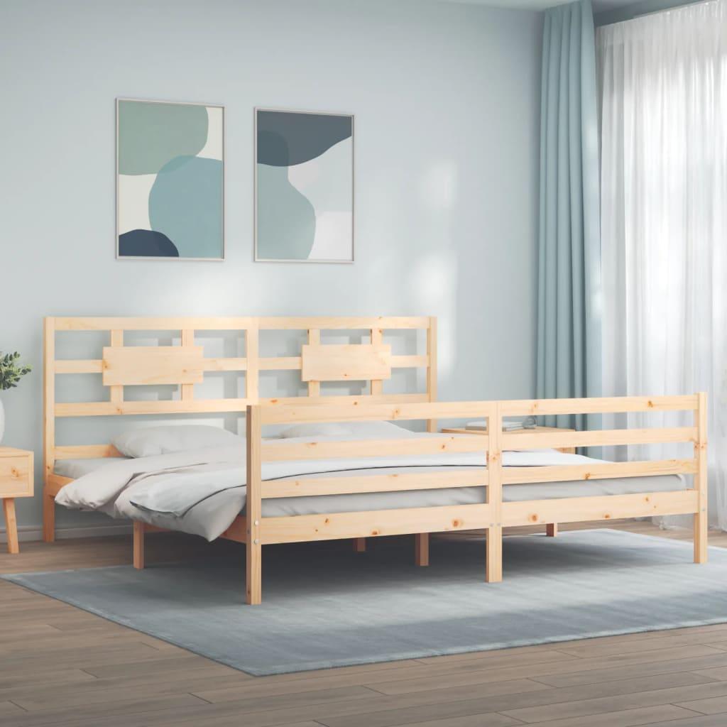 Sengeramme med sengegavl 200x200 cm massivt træ