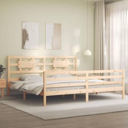 Sengeramme med sengegavl 200x200 cm massivt træ