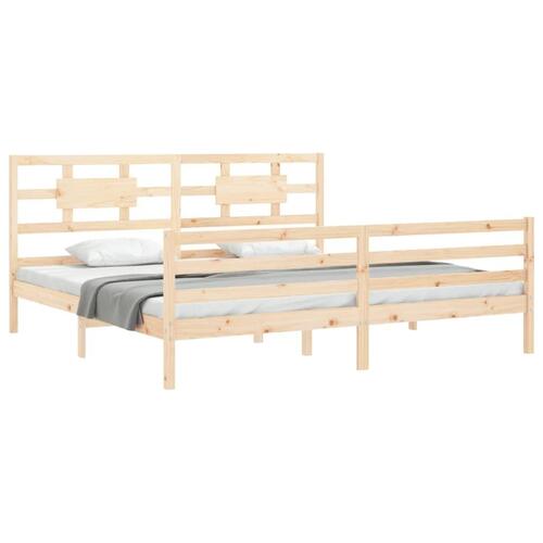 Sengeramme med sengegavl 200x200 cm massivt træ
