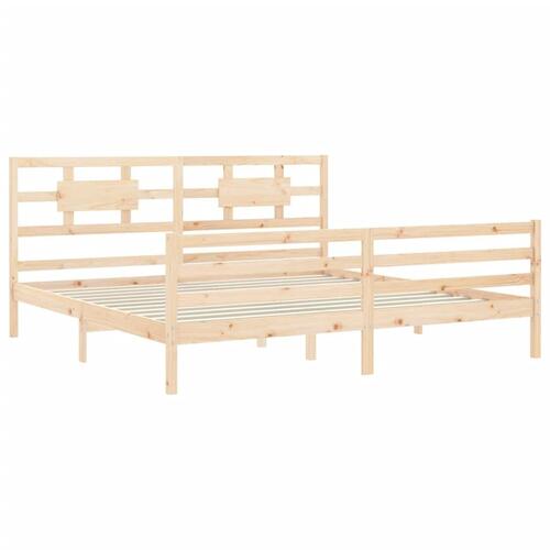 Sengeramme med sengegavl 200x200 cm massivt træ