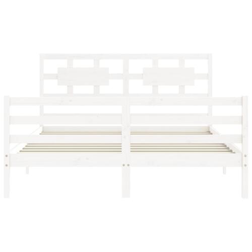 Sengeramme med sengegavl 160x200 cm massivt træ hvid