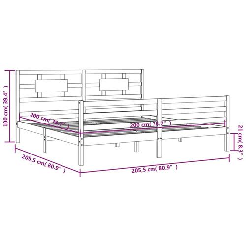 Sengeramme med sengegavl 200x200 cm massivt træ gyldenbrun