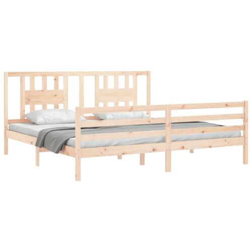 Sengeramme med sengegavl 200x200 cm massivt træ