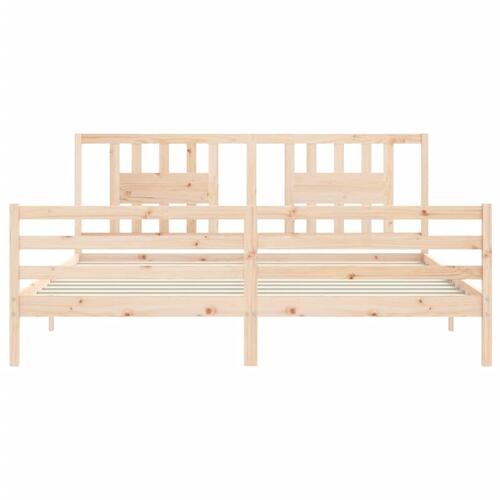 Sengeramme med sengegavl 200x200 cm massivt træ