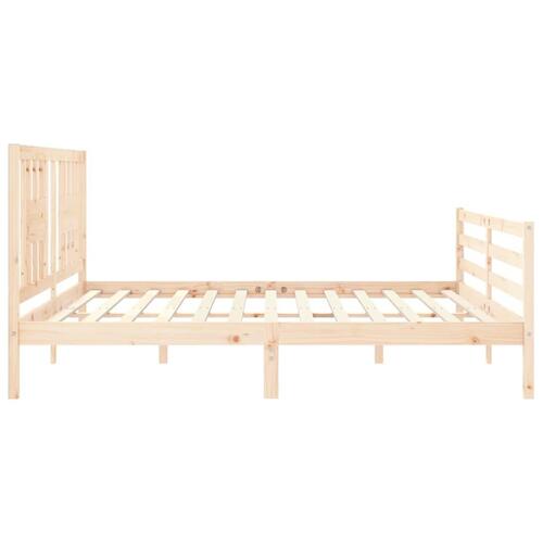 Sengeramme med sengegavl 200x200 cm massivt træ