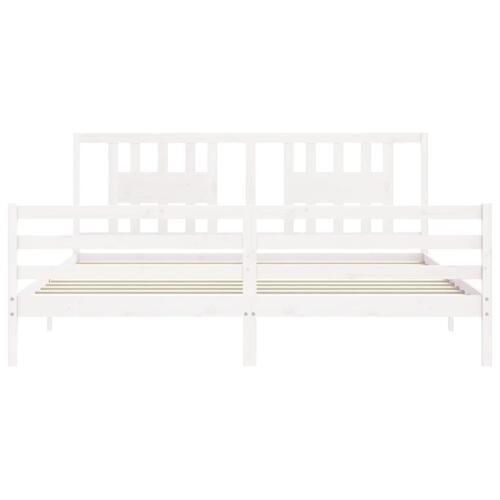 Sengeramme med sengegavl Super King Size massivt træ hvid