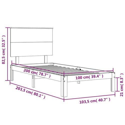 Sengeramme uden madras 100x200 cm massivt fyrretræ hvid