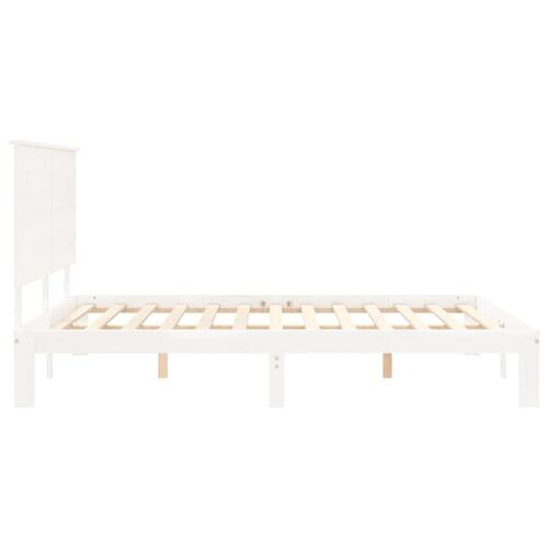 Sengeramme med sengegavl kingsize massivt træ hvid