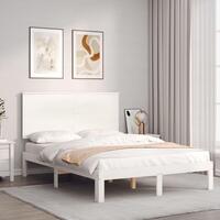 Sengeramme uden madras 140x200 cm massivt fyrretræ hvid